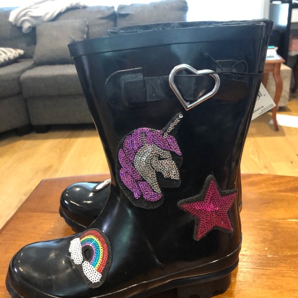 WEATHER SPIRITS/Girls/Size 3/Black /Rain Boots/NWT - Picture 3 of 8